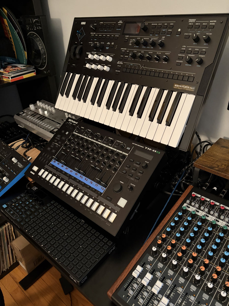SynthRISE large 2 tier desktop synth stand