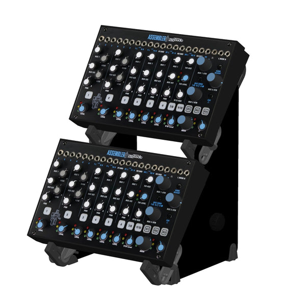 Cre8Audio Assembler, Boom Chick, East Beast, and West Pest fit on SynthRISE small stands.