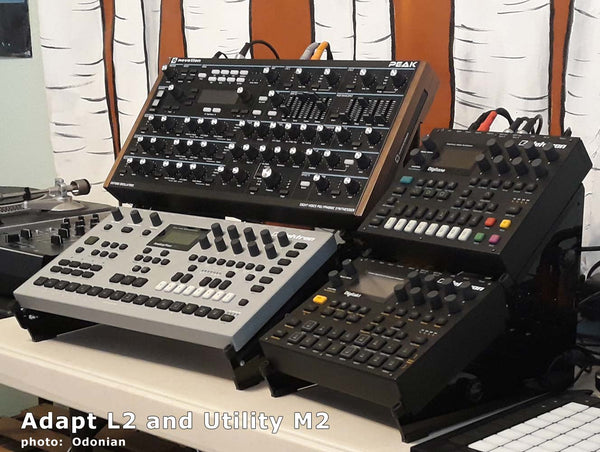 Desktop stand for Novation Peak and Elektron, plus stand for Digitone and Digitakt