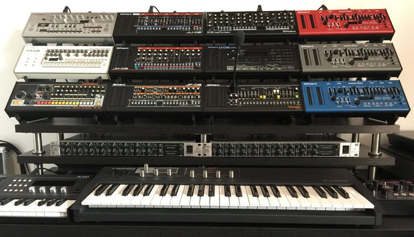 Twelve Roland Boutiques on four KVgear Boo-3 stands.