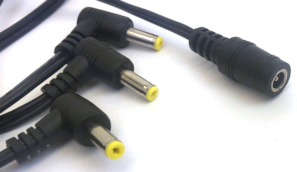 Right angle barrel plugs for Korg Volcas.  Shown on KVgear DC-5 daisy chain cable.