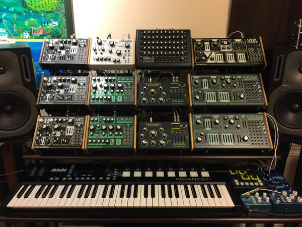 Four KVgear Utility M3 Dreadbox stands.