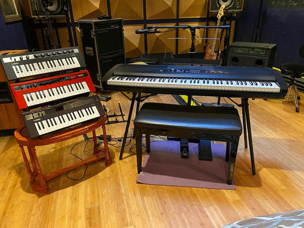 Yamaha Reface desktop synth stand:  KVgear Utility M3 with long tube upgrade