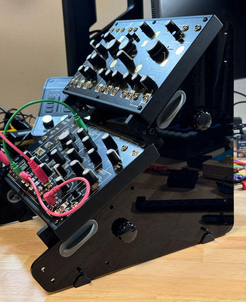 Make Noise 0-Coast and Strega on SynthRISE Adapt M2 desktop synth stand.